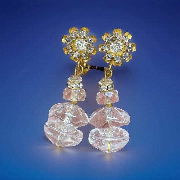 Vintage Signed Miriam Haskell Clip-on Screw Back Earrings Dangle